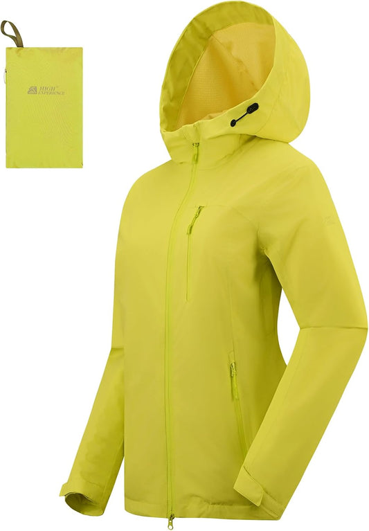 Women's Rain Jacket Packable Waterproof Lightweight Raincoat with Hood Hiking Cycling Golf Travel Windbreaker