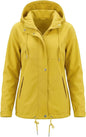 Rain Jacket Women Waterproof Lightweight Drawstring Zip Rain Coats Hiking Outdoor Travel Windbreaker with Hood