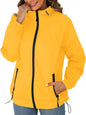 Rain Jacket for Women Waterproof Lightweight Windbreaker Jacket with Hood Packable Raincoat with Pockets S-3XL