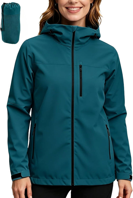 Women's Rain Jacket Rain Coat Waterproof Windbreaker With Hood,Lightweight Spring Jacket for Outdoor Cycling Hiking