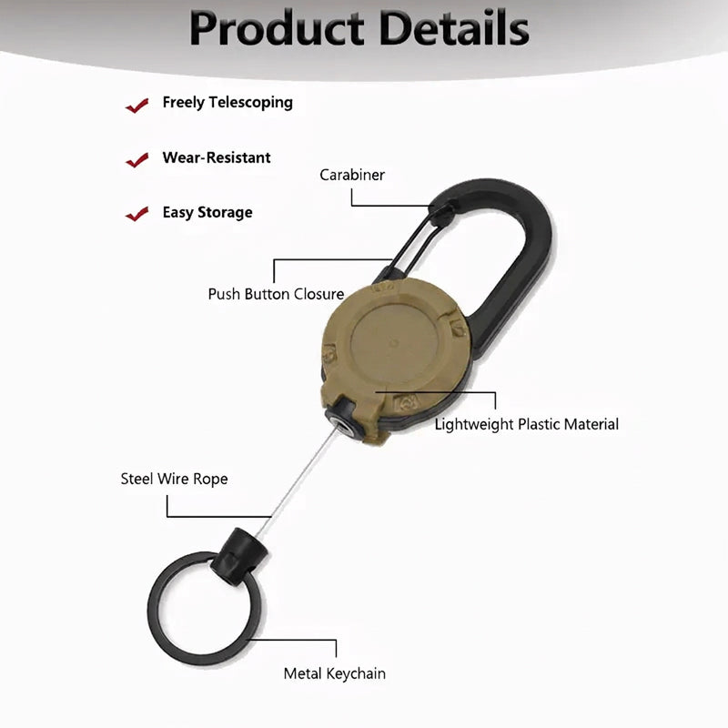 New Multifunctional Retractable Pull Reel Carabiner Keychain